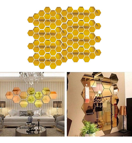 Para Juego De Pegatinas De 100 Piezas De Espejo Hexagonal