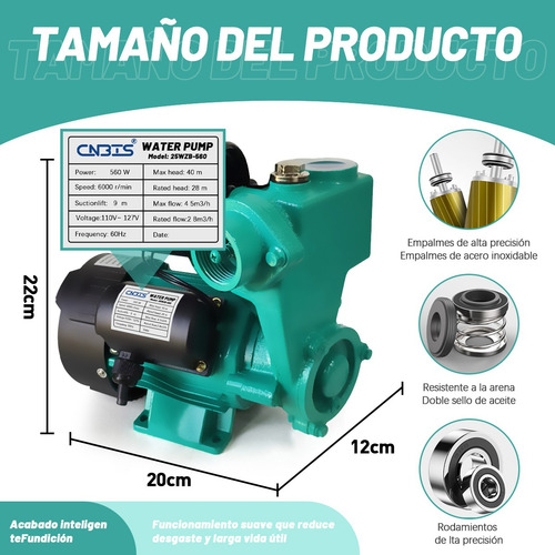 Bomba Periférica Autocebante560w 127vbomba Autocebant 1 Hp