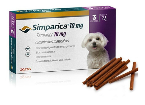 Tableta Antipulgas/ Garrapatas Simparica /2.5 A 5kg/ 4 Meses