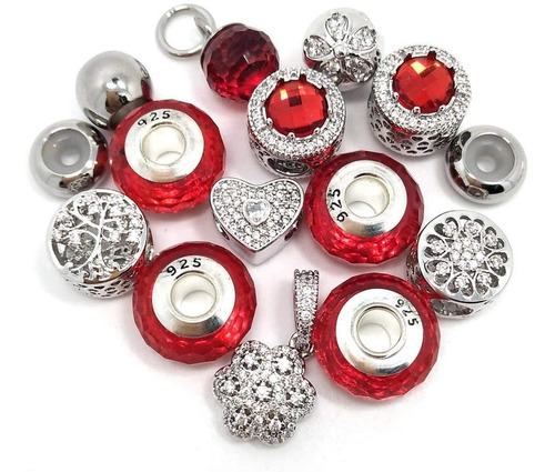 Charms Real Platinum Plated Copper Red 20 Piezas Yiqifly