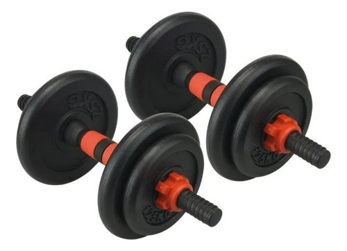 Juego De Mancuernas 15 Kg Acero Mango Abs 14 Piezas Gym Color Negro