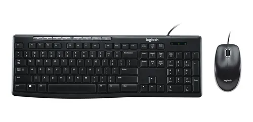 Kit de teclado y mouse Logitech MK200 Ingl s de color negro