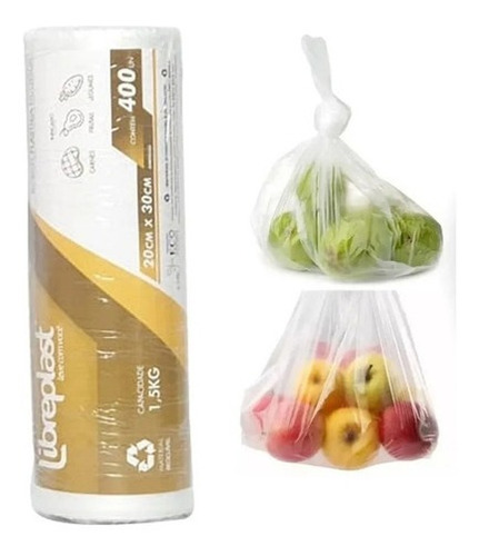 Imagem 2 de 4 de 2 Bobinas Picotada 20x30 Rolo C/400 Saco Plastico Transparen