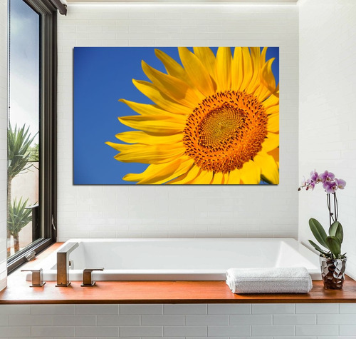 Cuadro 50x75cm Girasol Cielo Celeste Azul Mega Flor Flora