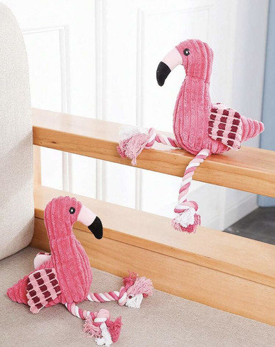 Juguete Para Perro, Flamingo Peluche Con Cuerda Para Morder
