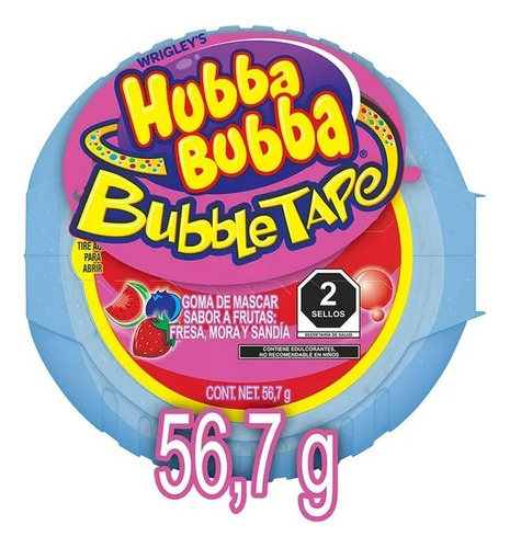 4 Pza Goma De Mascar Wrigleys Hubba Bubba Sabor A Frutas 56.