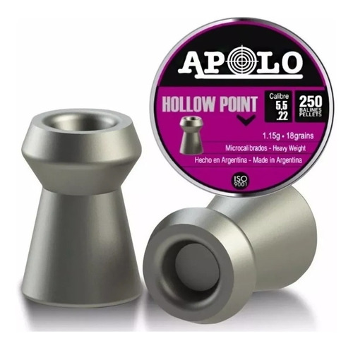 Balines Apolo Hollow Point 5.5 X250 Aire Comprimido 18 Grain