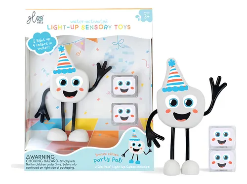 Juego De Baño Muñeco Glo Pals + 2 Cubos C/luz Activados Agua Color Multicolor
