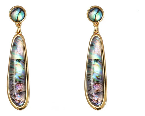 Elegantes Pendientes Largos De Concha De Abulón Para Mujer C