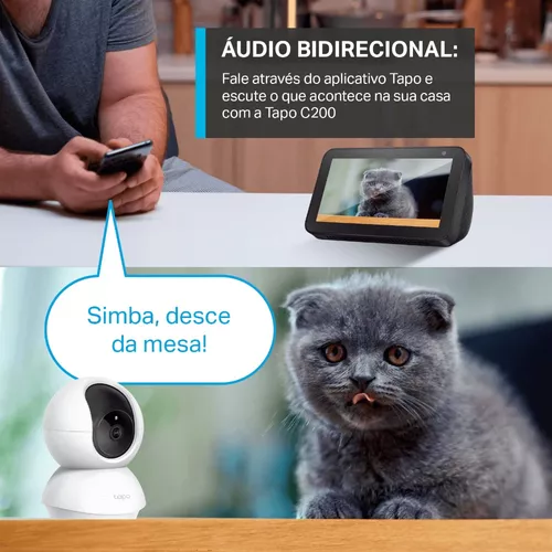 Tapo C200, Câmera de Segurança Wi-Fi Interna 360º 1080p Full HD