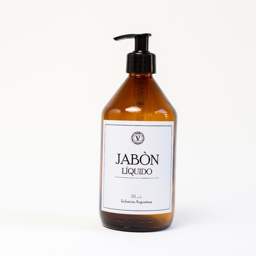 Dispenser De Vidrio Ambar 500ml Jabón Liquido Y Detergente