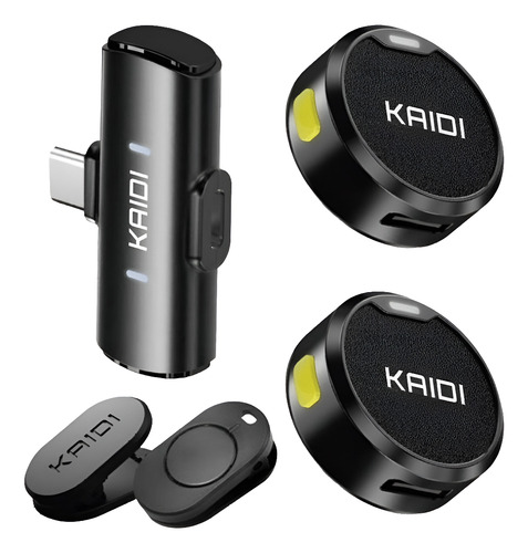 Microfone Lapela Sem Fio Duplo Tipo - C Pro Redondo Kaidi
