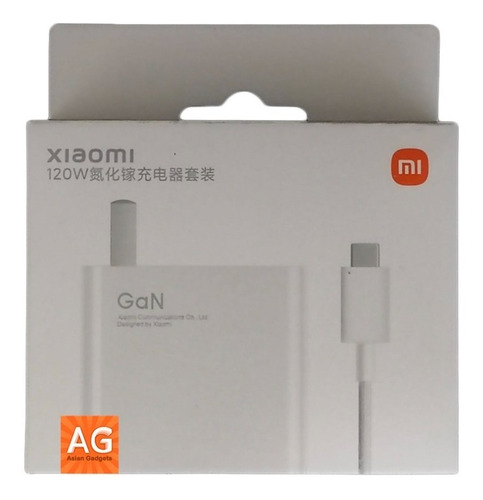 Imagen 1 de 10 de Turbo Cargador Original Xiaomi Gan De 120w Con Cable Tipo-c