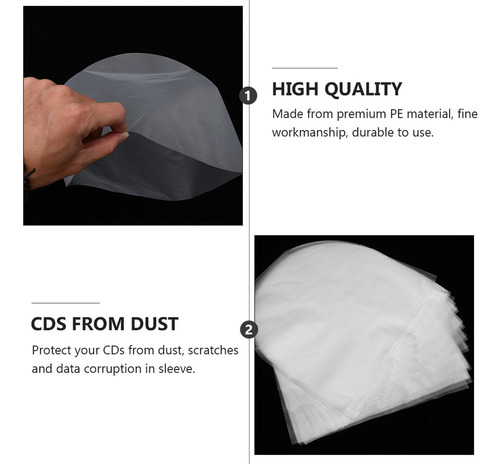 Funda De Vinilo Transparente Para Discos Compactos, 50 Unida