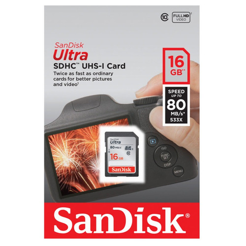 Memoria Sandisk Ultra 80mb/s Clase 10 16gb