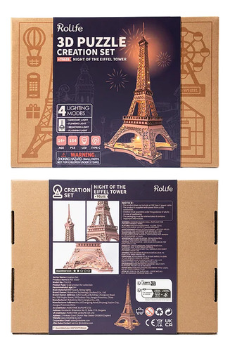 Rompecabezas De Madera 3d Noche De La Torre Eiffel Tgl01