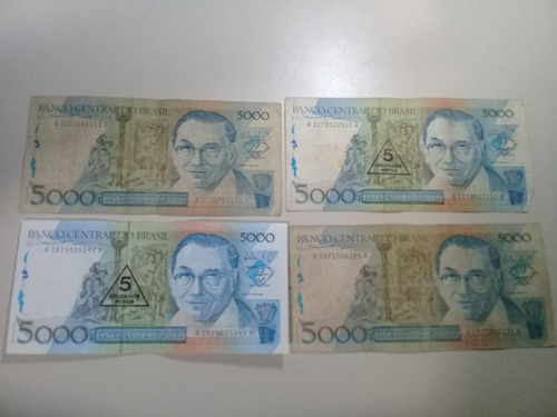 04 Cédulas De 5.000 Cruzados (candido Portinari) De 1989 (Usado)