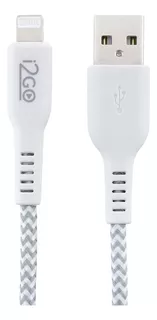 Cabo Lightning 1m I2go Nylon Trançado Branco E Cinza