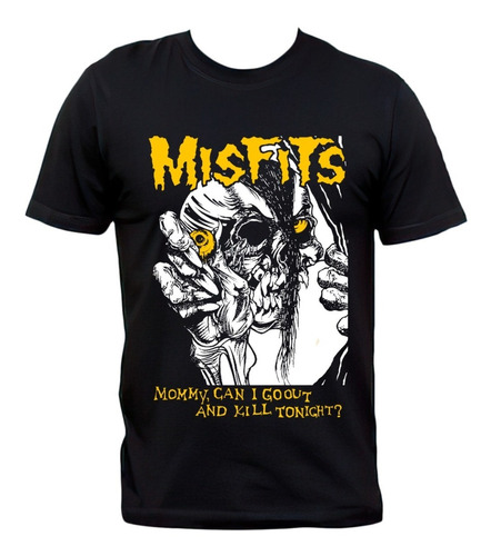 Remera Negra Misfits Mommy Can I Go Out Horror Punk