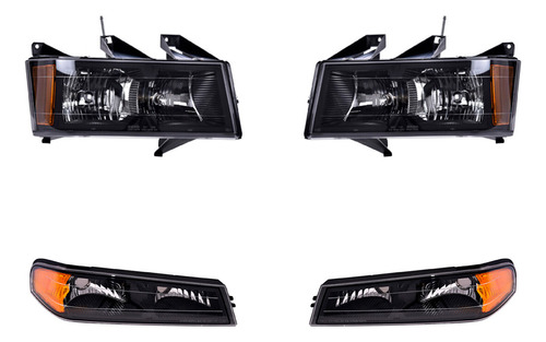 Cuartos + Faros 4 Piezas Depo P/ Gmc Canyon 2004-2012