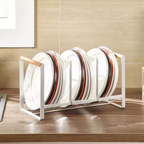 Organizador de Cocina Porta Platos Vajilla para Estantes Alacena Blanco