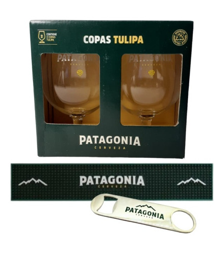 Caja Regalo 2 Copas Cerveza Patagonia + Barmat + Destapador