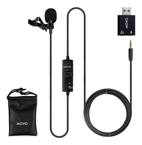 Microfono Movo Universal C/adaptador Usb Pc, Mac, Cel Camara