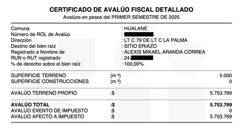 Parcela 0,5ha Lomas De Hualañé - Maule (rol Propio)