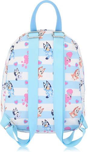 Mini Mochila Bluey Ludo Bbc Studios Azul Claro Barras
