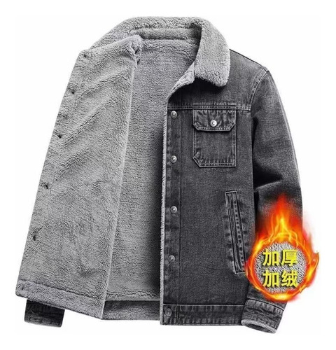 Chaqueta Bomber De Mezclilla Con Forro Polar Para Hombre, Pa
