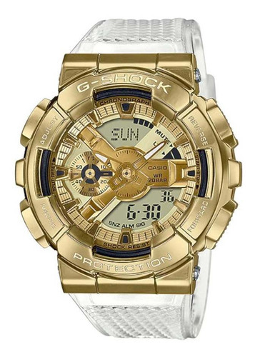 Reloj Casio G-shock Gm-110sg-9adr Hombre 100% Original Color De La Correa Blanco Color Del Bisel Dorado Color Del Fondo Dorado