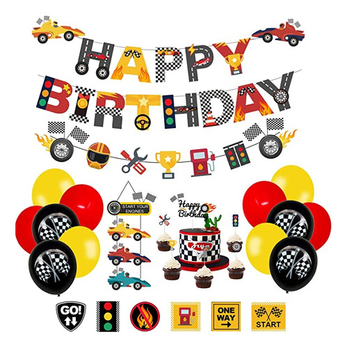 Pratyus - Decoración De Cumpleaños Para Coche De Carreras.