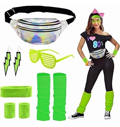 C Conjunto De Disfraces De Neón, Ropa De Mujer De Los 80,