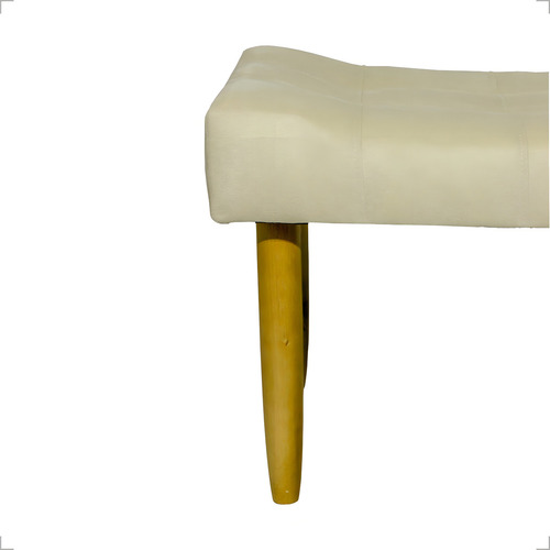 Puff Decorativo Retangular Requinte Pé Palito Suede Bege