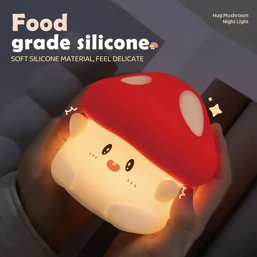 Ba Luz Nocturna De Silicona Led Con Forma De Hongo, Suave,