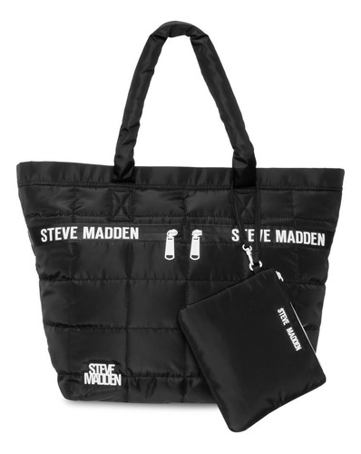 Bolsa Steve Madden Blayzia Cierre Con Cremallera Para Mujer Acabado de los herrajes Niquel Color Negro Correa de hombro Negro Diseño de la tela Liso