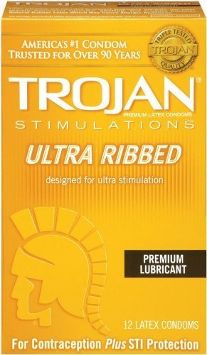 Trojan Stimulations Ultra Ribbed Lubricated Condones