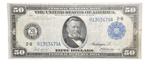 Billete 50 Dólares Estados Unidos 1914 Pick 362 Bb.3 Grant