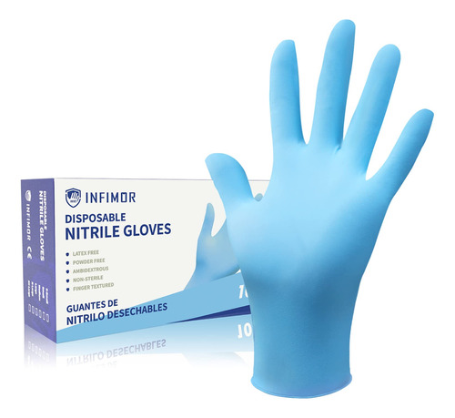 Infimor Guantes De Nitrilo Sin Polvo, Tamano Mediano, Caja/1