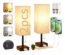 Comprar Yuran Lámparas De Mesa Y Buró Contiene Bombilla Lámpara 2 Puertos Usb (a+c) Y 2 Salidas De Ca 3 Niveles De Brillo Para Dormitorio Sala De Estar Oficina De Lectura