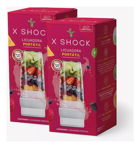 2 Pack Licuadora Portatil Xshock 460 Ml Recargable Usb Color Blanco