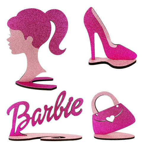 Display Barbie Em Mdf 6mm Com Glitter - Decoração De Festas