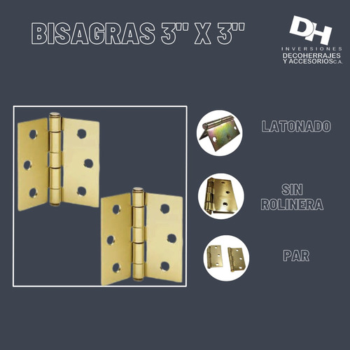 Bisagra 3 X 3 Latonado