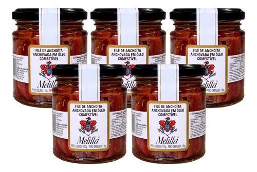 Pack C/ 5 Un Filé De Anchova Melilla 170g Aliche Para Pizza