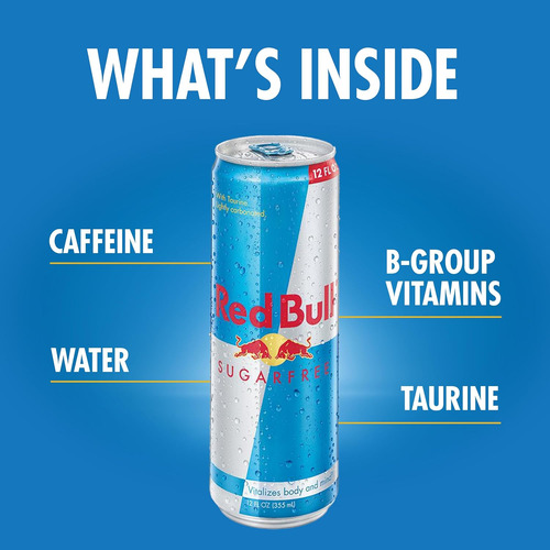 Red Bull Energy Drink Sin Azúcar, Sin Azúcar, 12 Onzas Líqui