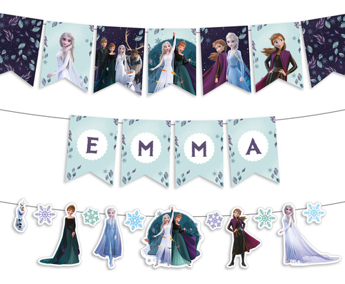 Kit Imprimible Banderines Frozen 2 Deco Cumpleaños Ana Elsa