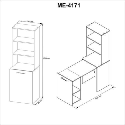 Armário Com Mesa Retrátil Me4171 Tecnomobili Amendoa Ef