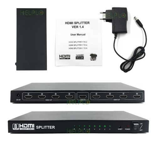 Splitter Distribuidor Divisor Hdmi 1x8 Ver.1.4 3d 8 Saidas