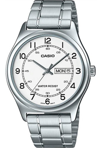 Reloj Casio Mtpv006 Hombre Acero Inoxidable Fechador Fondo Blanco MTP-V006D-7B2