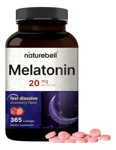 Melatonina 20 Mg Sabor Fresa Naturebell 365 Tabs Fast Dissol Sabor Neutro